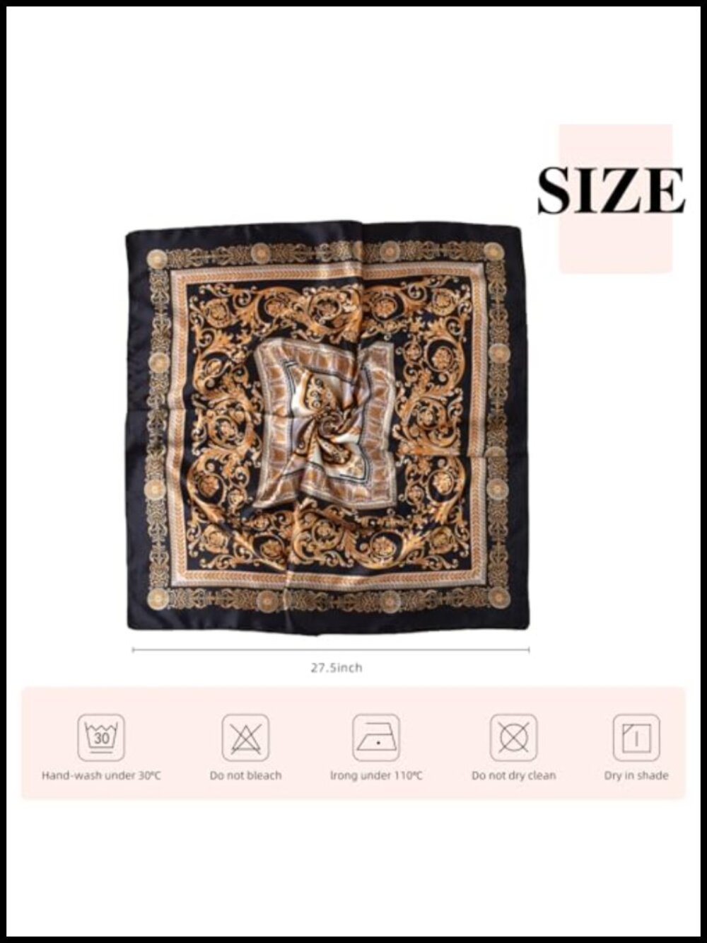 35x35 Square Scarf - Multipurpose Neck Wrap, Headband, Shawl, Belt, Bag - Picture 4 of 6